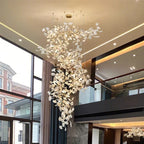 Nordic Ginkgo Leaf Crystal Branch Chandelier for Modern Luxury Living Rooms