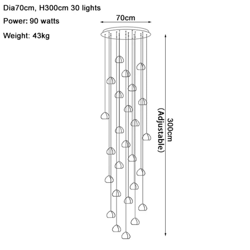 Nordic Revolving Crystal Chandelier for Living Room Dining Room Staircase