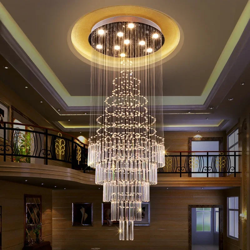 LED Crystal Staircase Chandelier: Elegant Lighting for Home, Hotel, and Restaurant