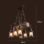 Retro Wood E27 LED Ceiling Chandelier: Antique Industrial Bar Pendant Lights for Vintage Ambiance