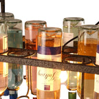 Rust Metal Wine Bottle Chandelier for Cafe LOFT Bar Lighting