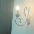 Elegant White Iron Wall Lamp E14 Candle Light Bedroom Lighting