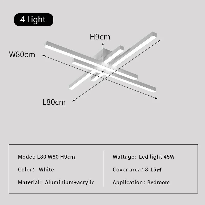 Linear LED Ceiling Lamp for Living Room Bedroom Lighting Fixtures