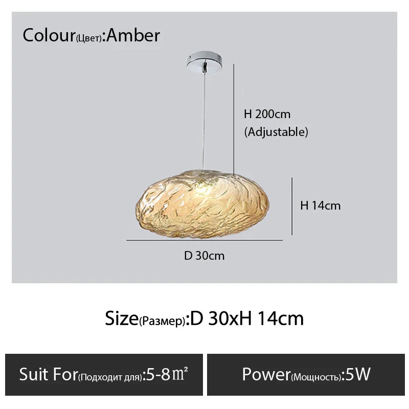 Glass Cloud Chandelier LED Pendant Lamp for Villa Staircase & Hotel