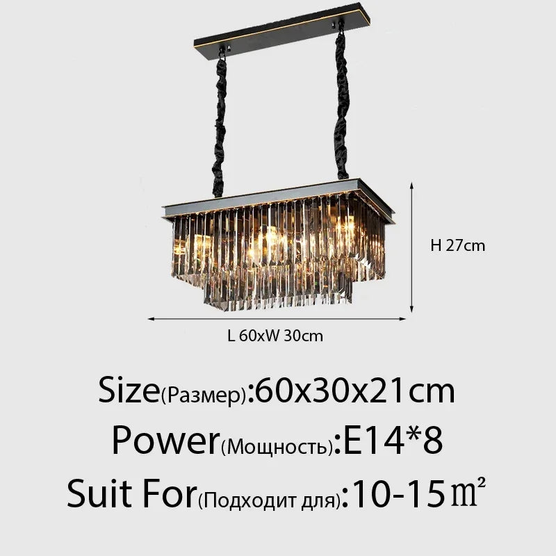 Retro Crystal Ceiling Chandelier for Living Dining Room, Industrial Vintage Hanging Light