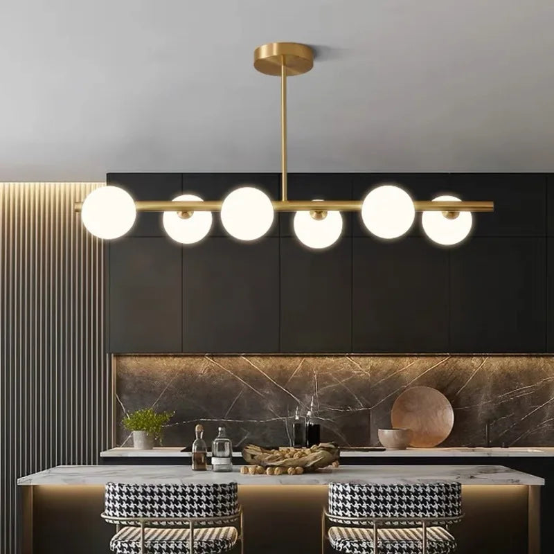 Gold Glass Ball LED Pendant Light for Kitchen Dining Room Lighting