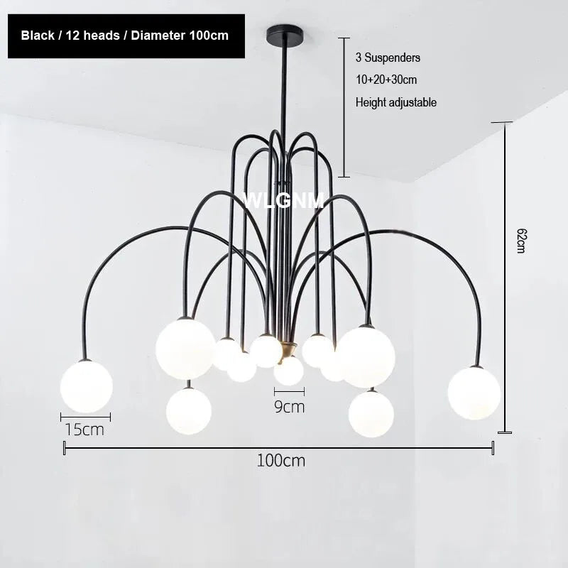 Glass Ball Chandelier: Modern Living Room Dining Kitchen Light Fixtures