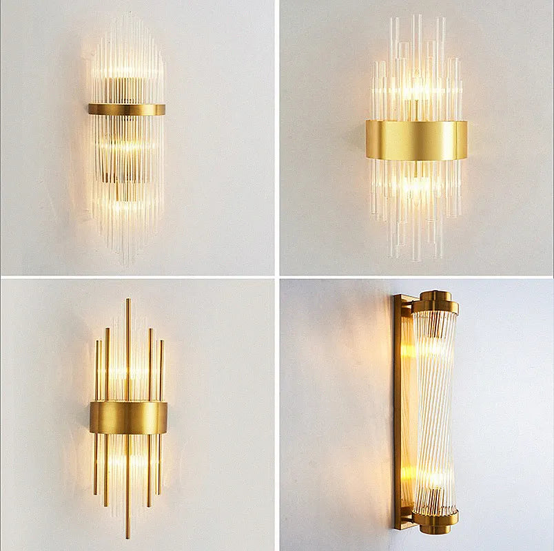 Crystal Wall Lamp: Elegant Golden LED Sconce for Bedroom, Living Room & Bathroom