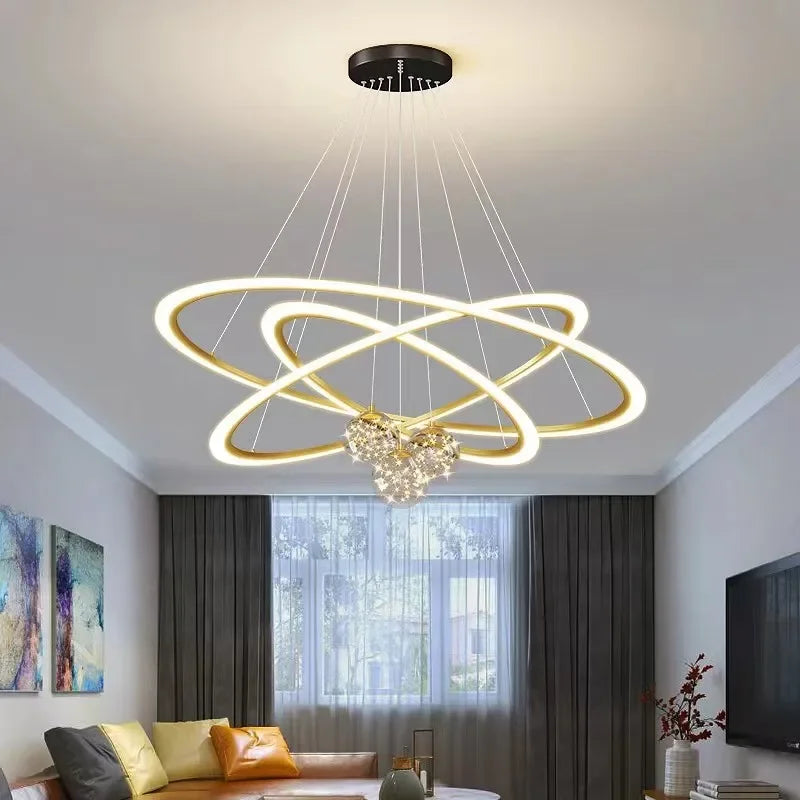 LED Circle Ring Ceiling Chandelier Pendant Lamp for Living Room, Bedroom, Kitchen