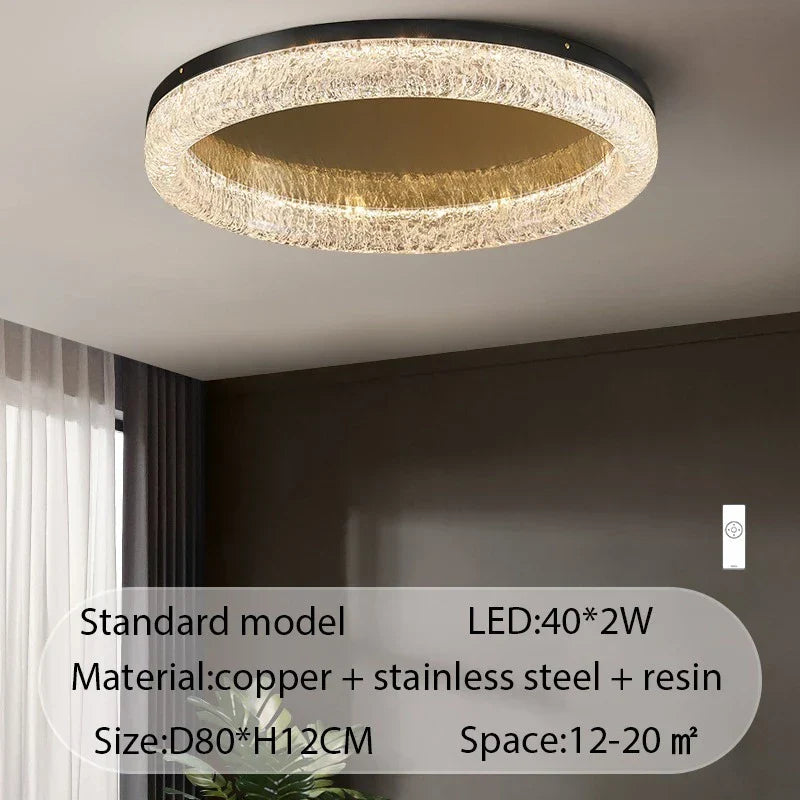 Nordic Copper Round Brass LED Ceiling Light for Living Room, Kitchen, Bedroom - Surface Mount