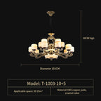 Jade Zinc Alloy Chandelier for Living Room, Restaurant, Hall - Elegant Chinese Design