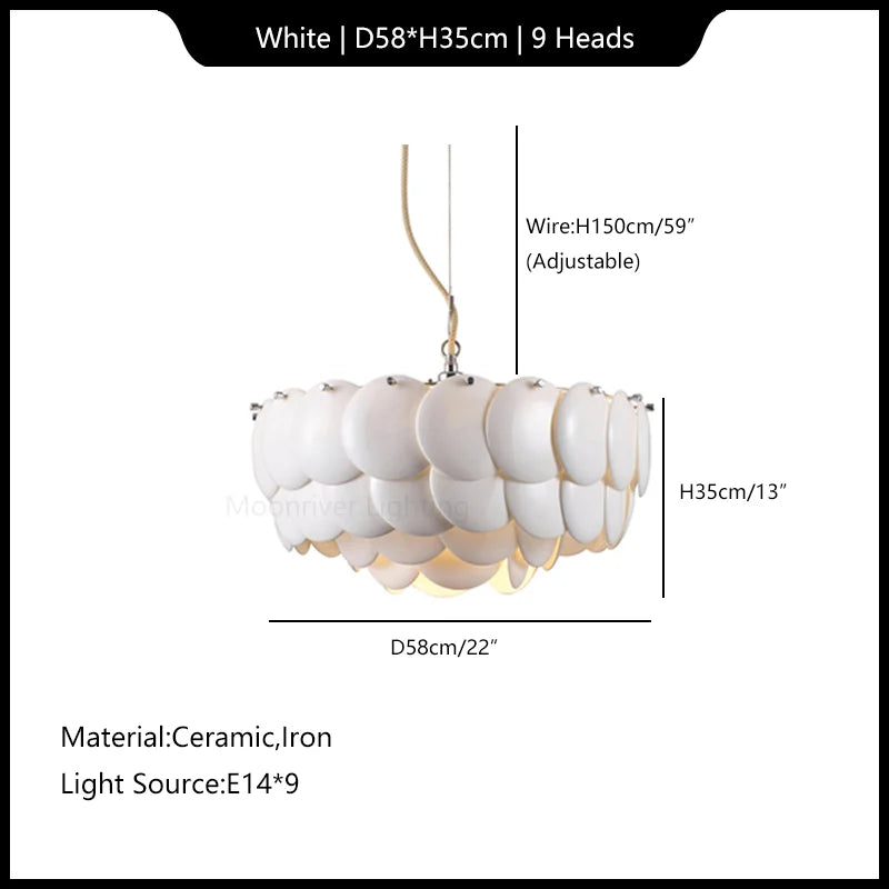 Ceramic Chandelier White Droplight: Contemporary Nordic Style Pendant Light for Modern Home Decor