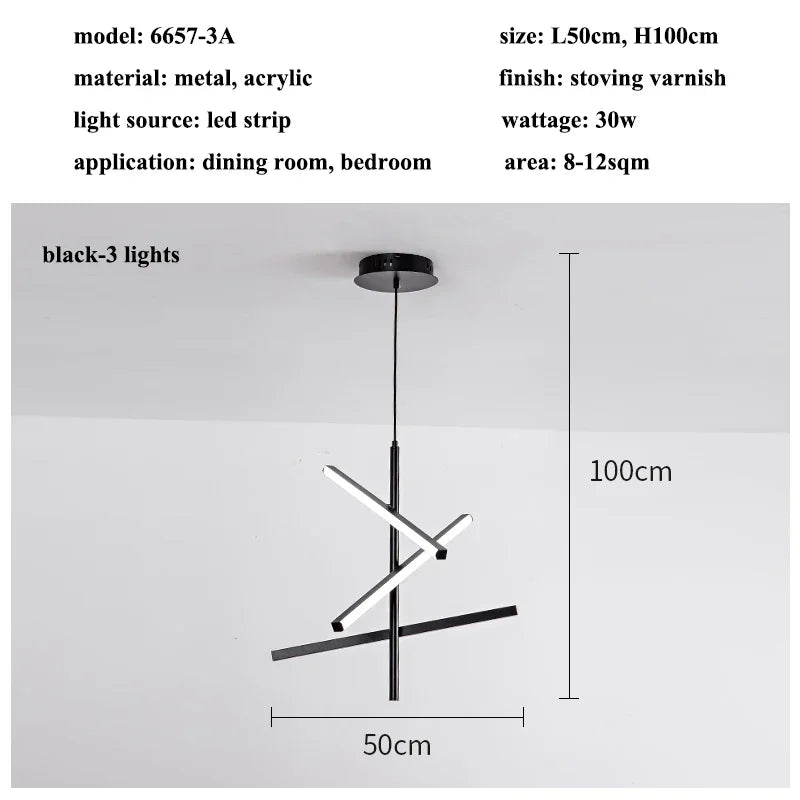 Modern Nordic Stripes LED Pendant Chandelier for Living, Dining, Bedroom & Loft