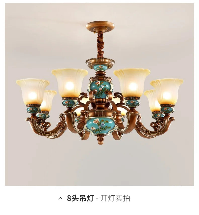 European Vintage Resin Chandelier: Elegant Luxury Lighting for Living Room, Bedroom, and Restaurant