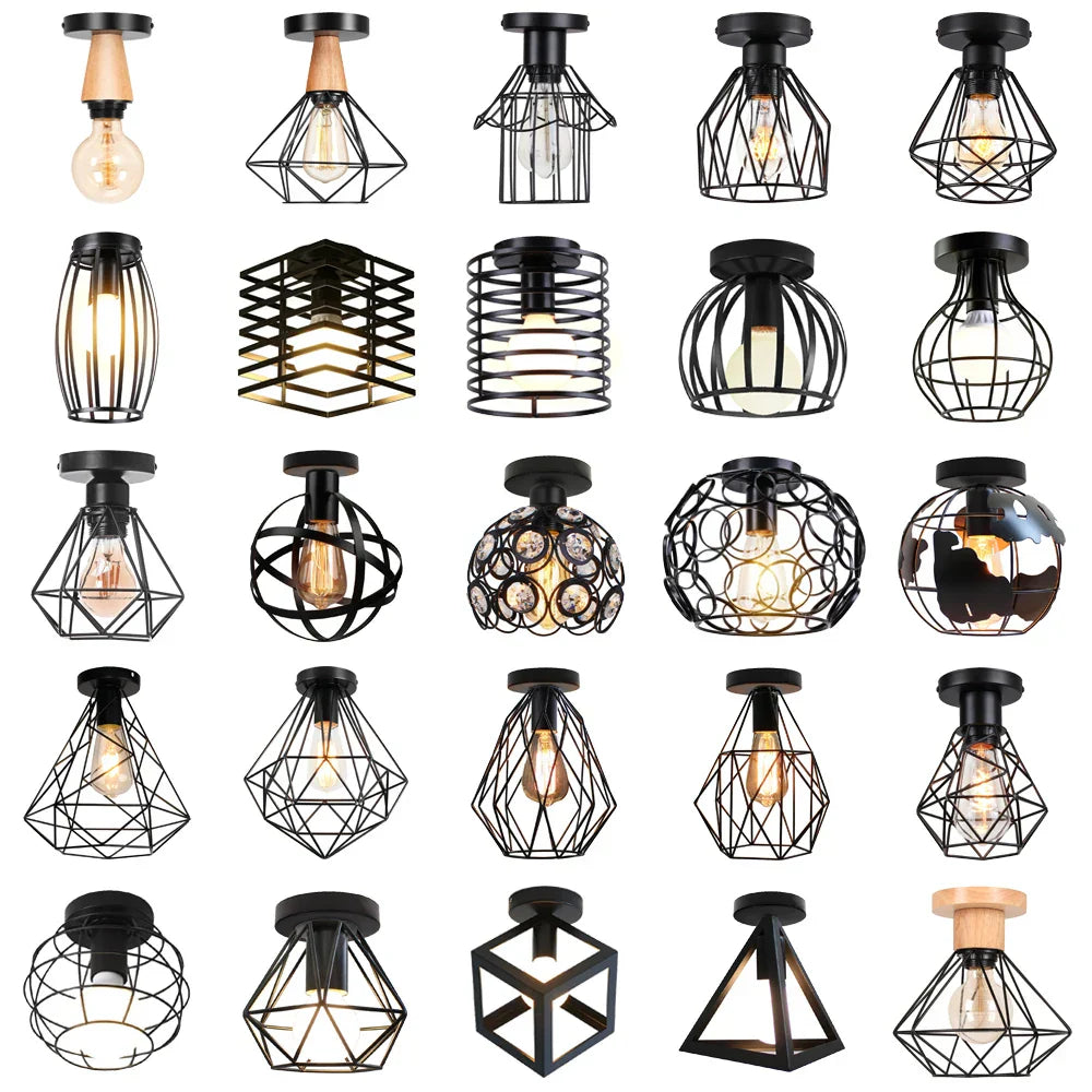Industrial LED Ceiling Light: Modern Retro Loft Plafonniers for Living Room Kitchen Cage Home Decor