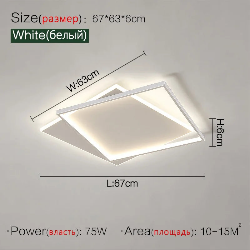 Square Minimalist Ultra-Thin Ceiling Lamp for Bedroom Living Room Modern Nordic Lighting