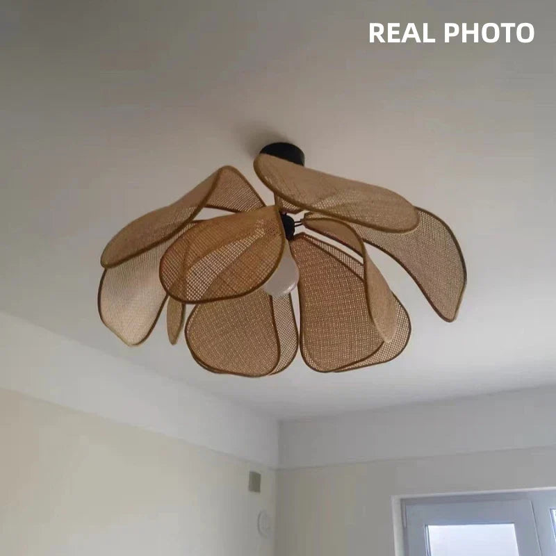 Flower Rattan Pendant Lights Chandelier - Nordic Style Home Decor Lamp