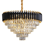 Crystal LED Pendant Chandelier, Luxury Black Lighting for Bedroom, Living, Dining Room