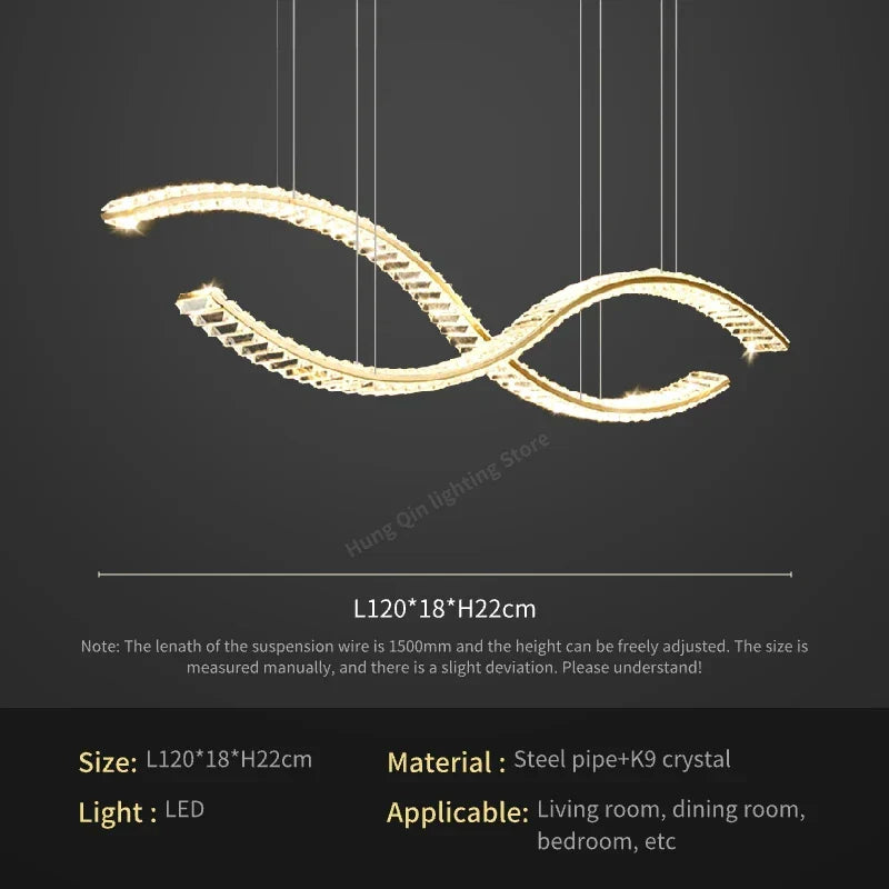 Crystal Chandelier Pendant Lamp Hanging Light for Living Room