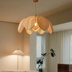 Handmade Rattan Petal Pendant Light with Chinese Style Design for Living & Dining Rooms