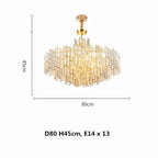 Gold Steel Crystal Pendant Chandelier - Luxury LED Dining Room Hanging Lamp
