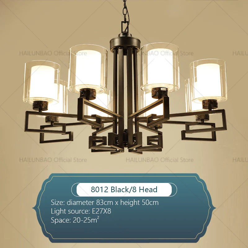 Retro Chinese Chandelier for Living Room Dining Bedroom Modern Villa Duplex