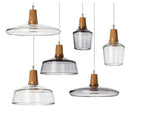 Glass & Wood Pendant Light: Modern Nordic Hanging Lamp for Bar, Table, Dining - Gray Retro Decor