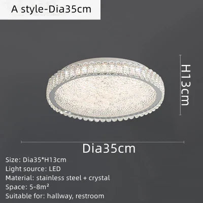 Modern Round LED Crystal Ceiling Light for Home Decor Lighting