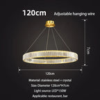 Gold Crystal Round Ring Chandeliers with LED Pendant Light for Ceiling Lighting