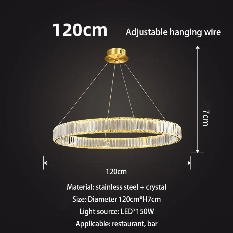 Luxury Gold Round Crystal Pendant Chandelier | Design for Living/Dining Room Lighting