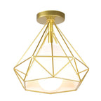 Gold Iron Cage Ceiling Light Modern Nordic Decor Retro Loft Fixture E27