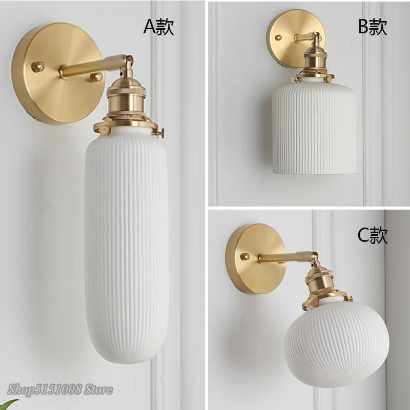 Nordic Ceramic LED Wall Light Modern Japanese Style Vintage Wall Lamp Sconce