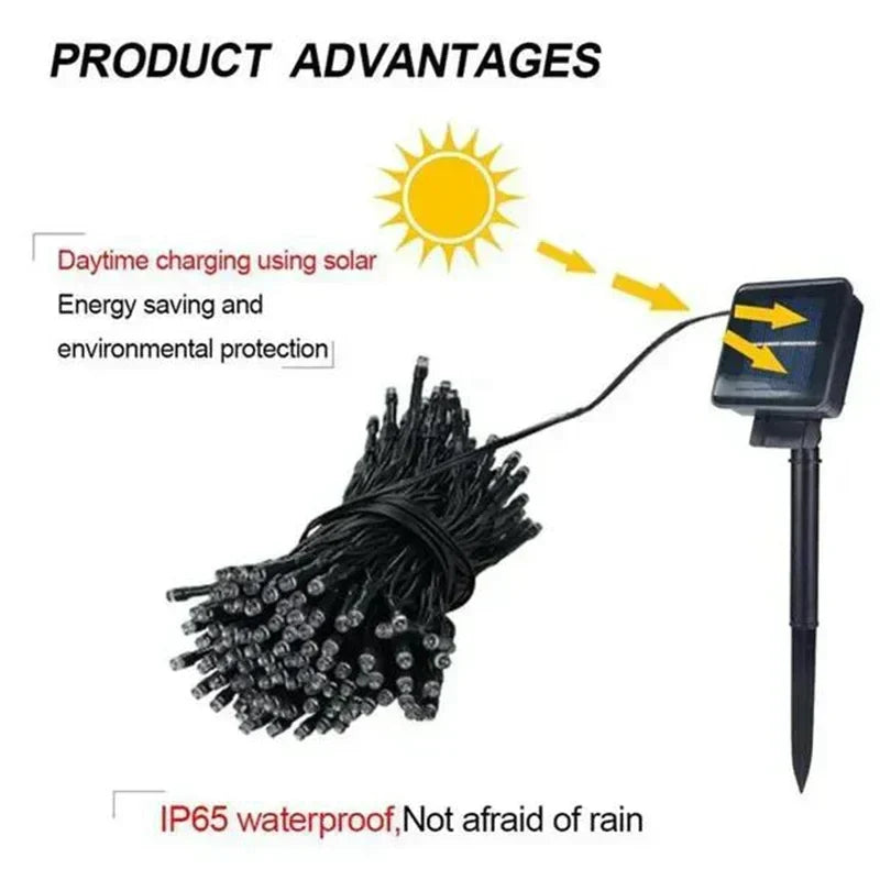 Solar Fairy String Lights for Outdoor Christmas Party Home Decor