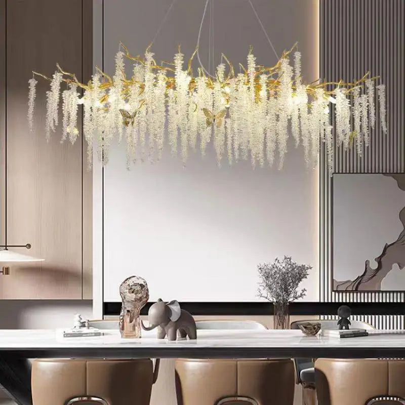 Gold Aluminium Branch Pendant Light Chandelier for Modern Dining Room Decor