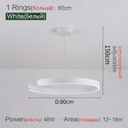 Round Ring LED Chandelier for Dining Room Bedroom Living Room Modern Nordic Decor