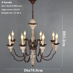 Retro Craft Solid Wood Heads Chandelier for Living Room Farmhouse Church Villa