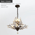 Industrial Crystal Chandelier: Vintage Farmhouse Ceiling Light for Living Room, Dining Room