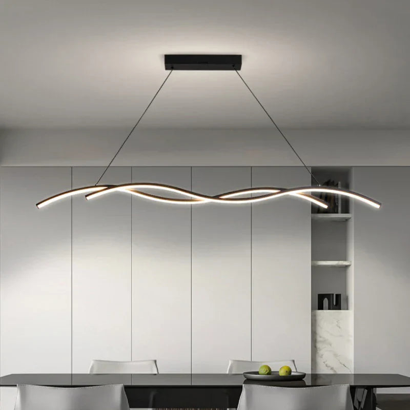 Wave LED Pendant Lights: Modern Chandeliers for Dining Room, Bar, and Home Decor