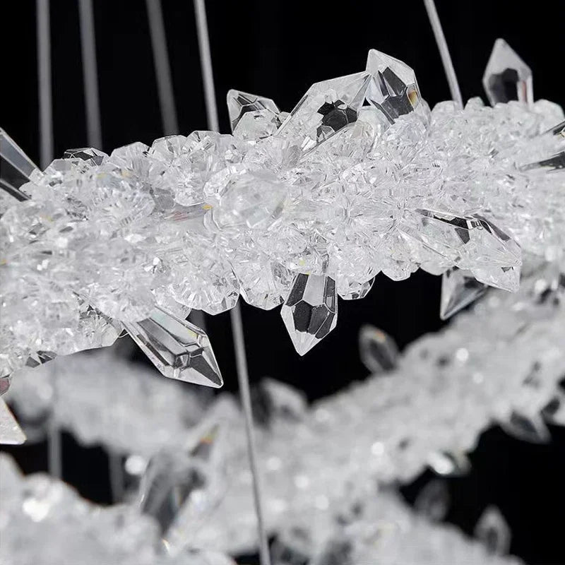 Luxury Crystal LED Chandelier | Dimmable Ring Gloss Ceiling Chandelier for Modern Living Room