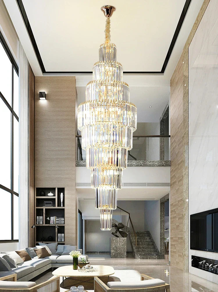 Crystal Pendant Chandelier for Hotel Lobby - Luxury Hollow Design - Nordic Villa Style
