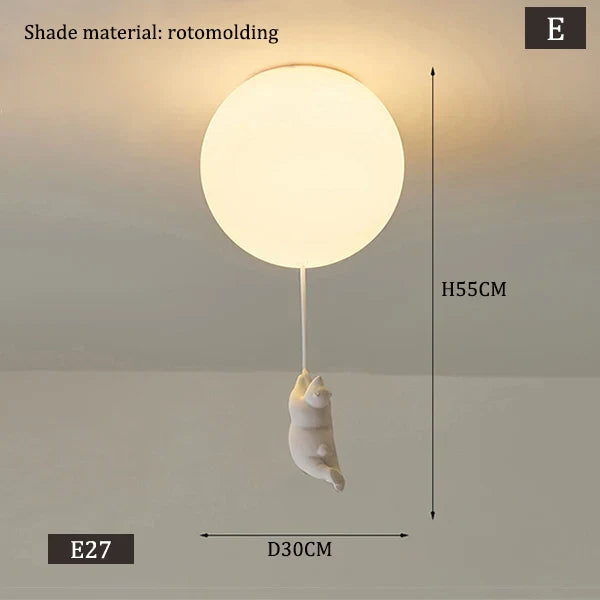 Nordic White Bear Kid Ceiling Lamp: Children's Room Decoration LED Pendant Light.