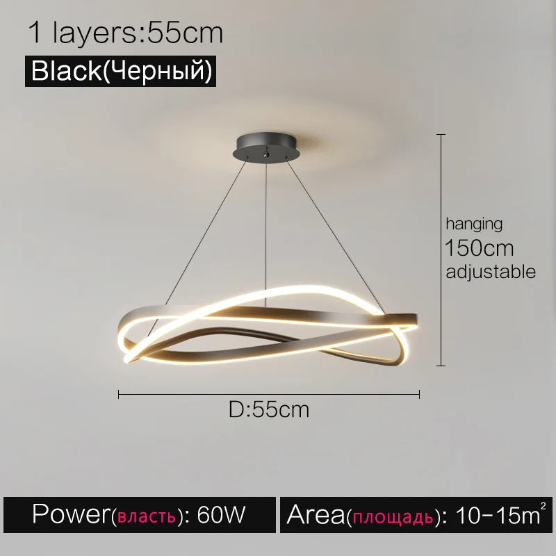 Modern Chandelier Ring Lamp Electric Home Lighting Master Bedroom Decor