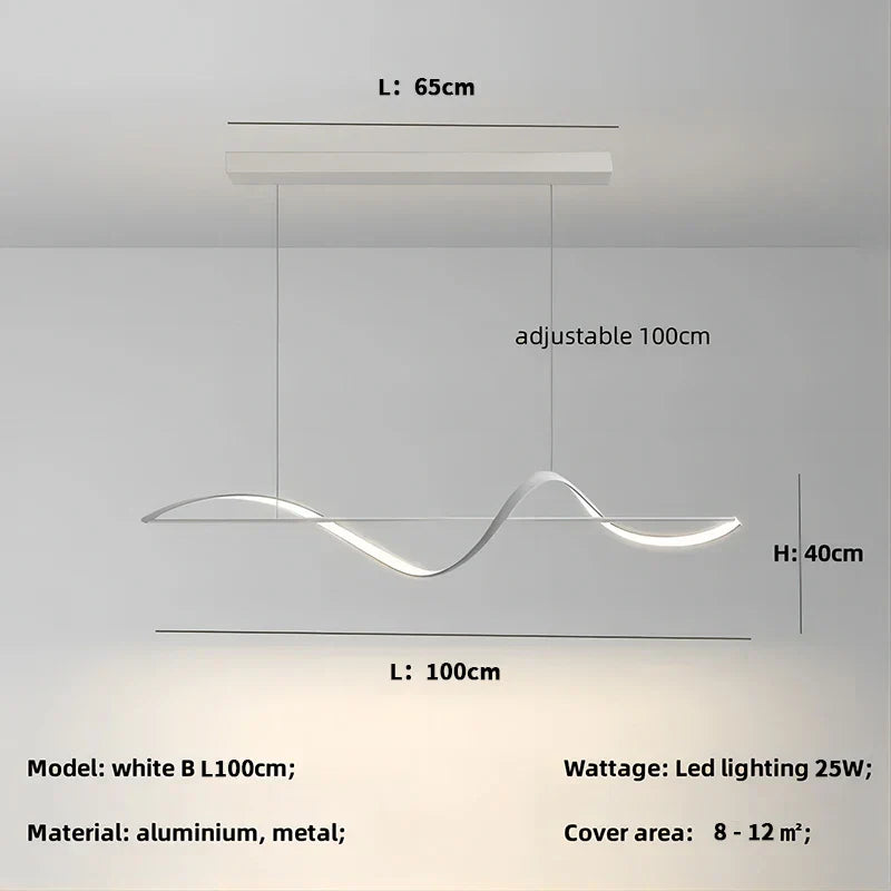 Minimalist Curve LED Pendant Light for Dining Room, Bar, Kitchen - Home Decor Fixtures