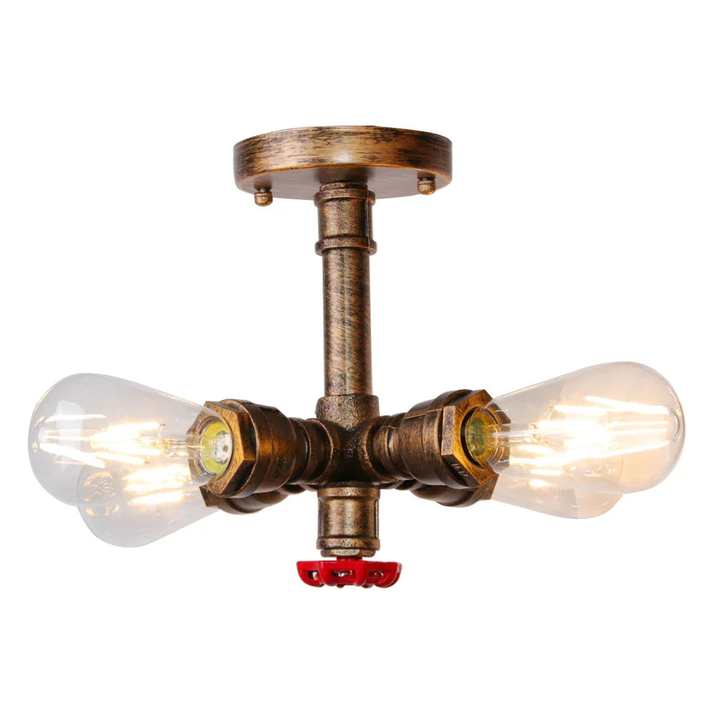 Industrial Water Pipe Ceiling Light Fixture for Living Room and Restaurant Decor