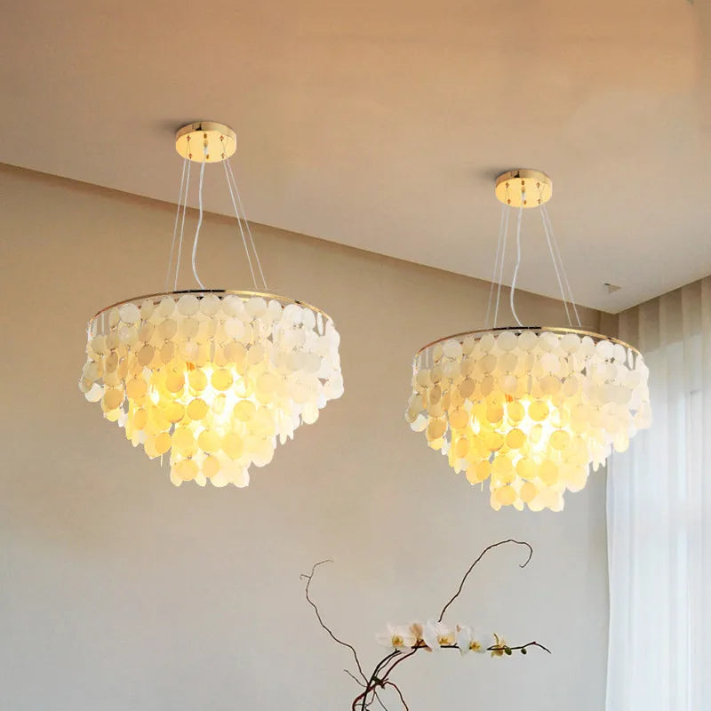 Gold Shell Chandelier Lanterns for Living Room, Restaurant, and Bedroom