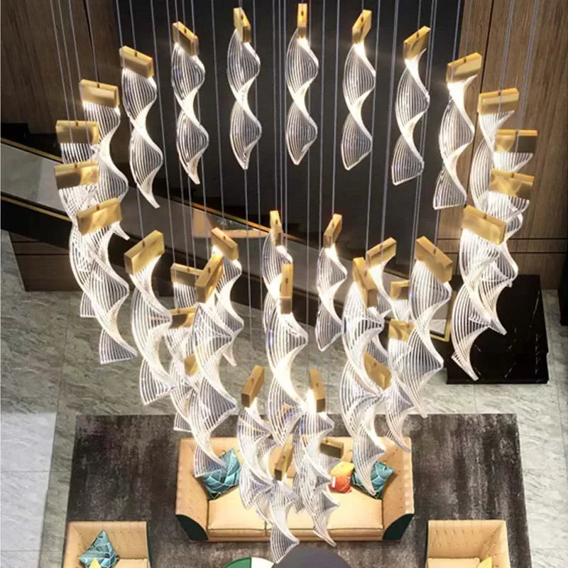 Luxury Acrylic LED Chandelier for Staircase Hallway and Villa