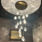 Crystal Chandelier Staircase Pendant Lamp LED Lighting Fixture for Living Room