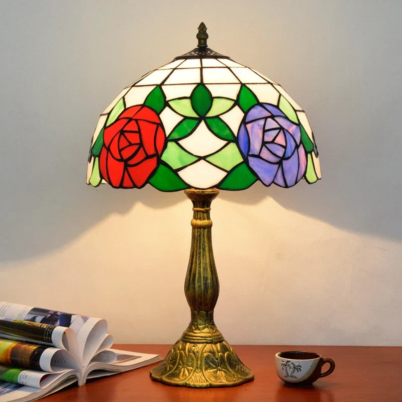 Dragonflys Tiffany Stained Glass Table Lamp Vintage Bedroom Desk Light