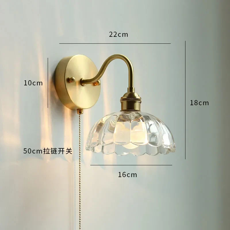 Copper LED Wall Sconce Mirror Stair Light with Pull Switch
