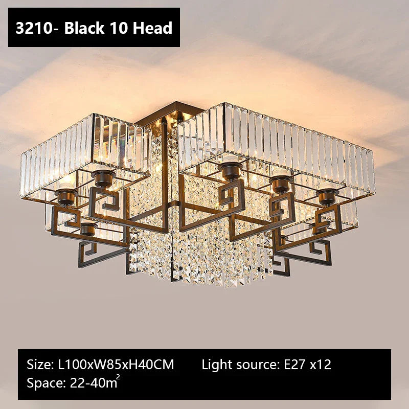 Crystal Rectangular Ceiling Light for Living Room, Bedroom, and Dining Room